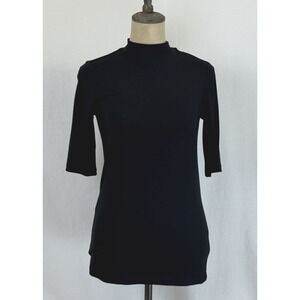 NWT Soya Concept Black Mock Neck Top Elbow Sleeves SZ SMALL #0423